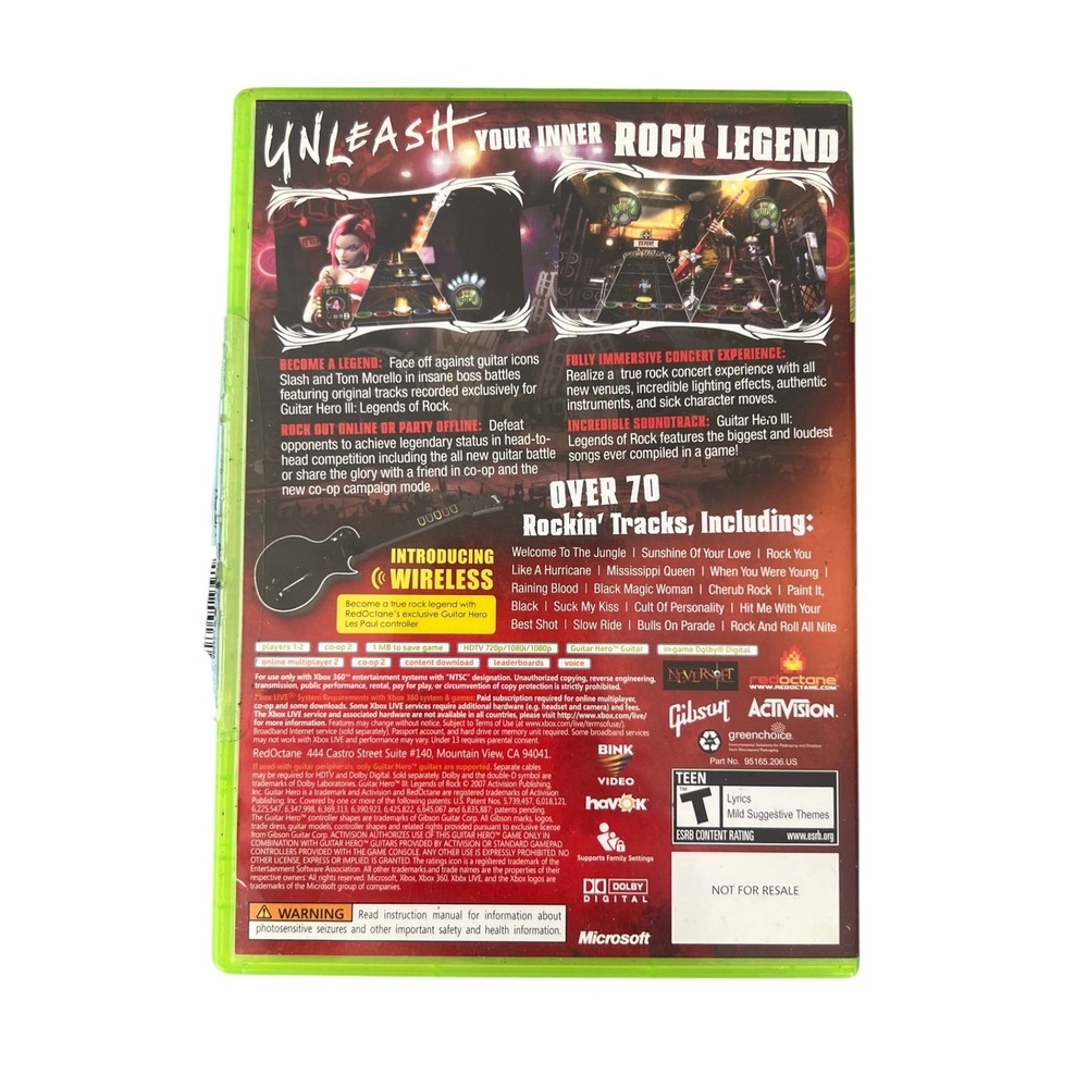 Guitar Hero III Legends of Rock Xbox 360 Game with Manual Activision - Picture 2 of 3